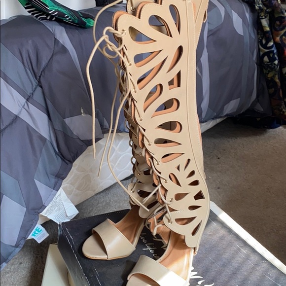 Shoes - Brand New Heel up the leg sandals